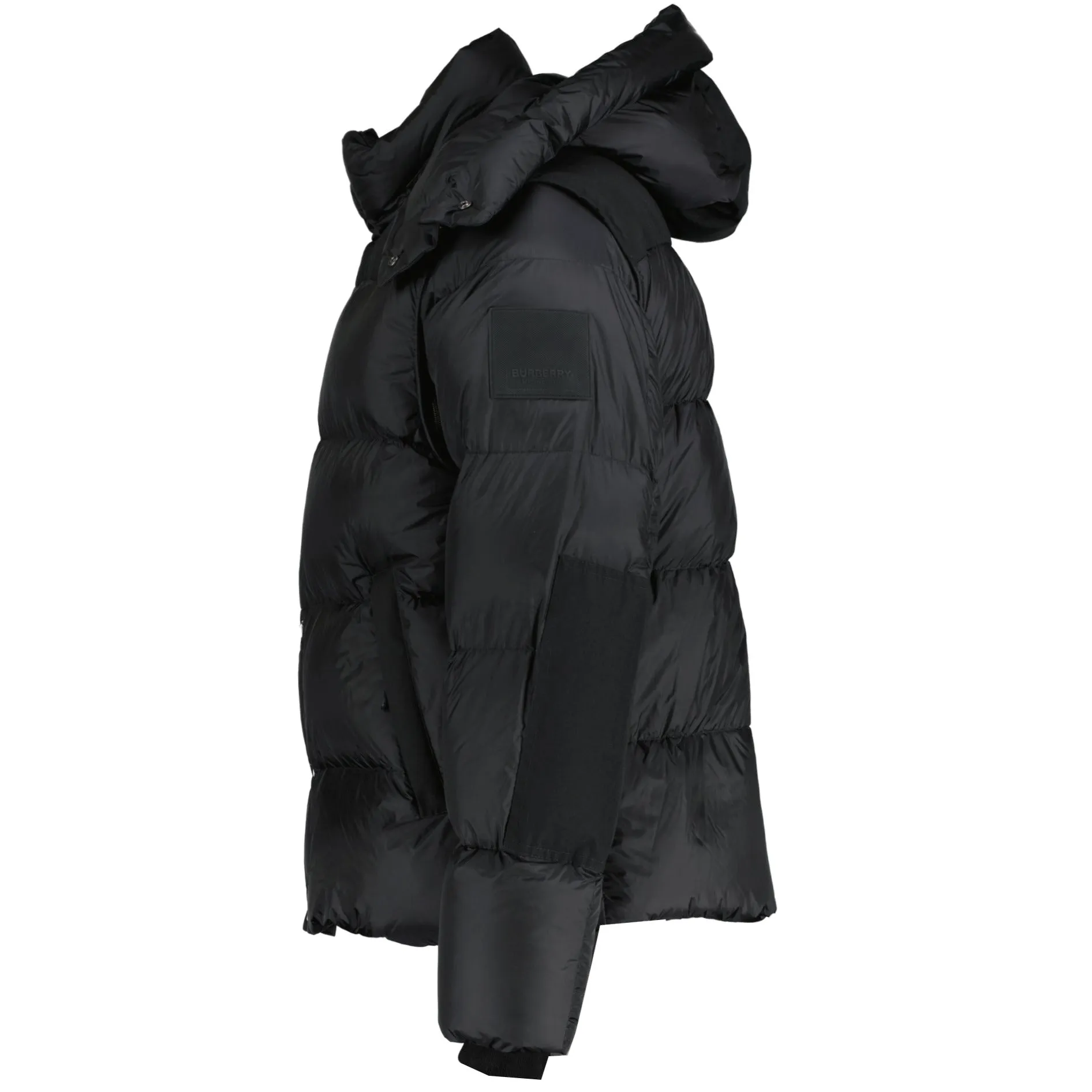 BURBERRY 'LEEDS' HOODED CHECK DOWN JACKET BLACK