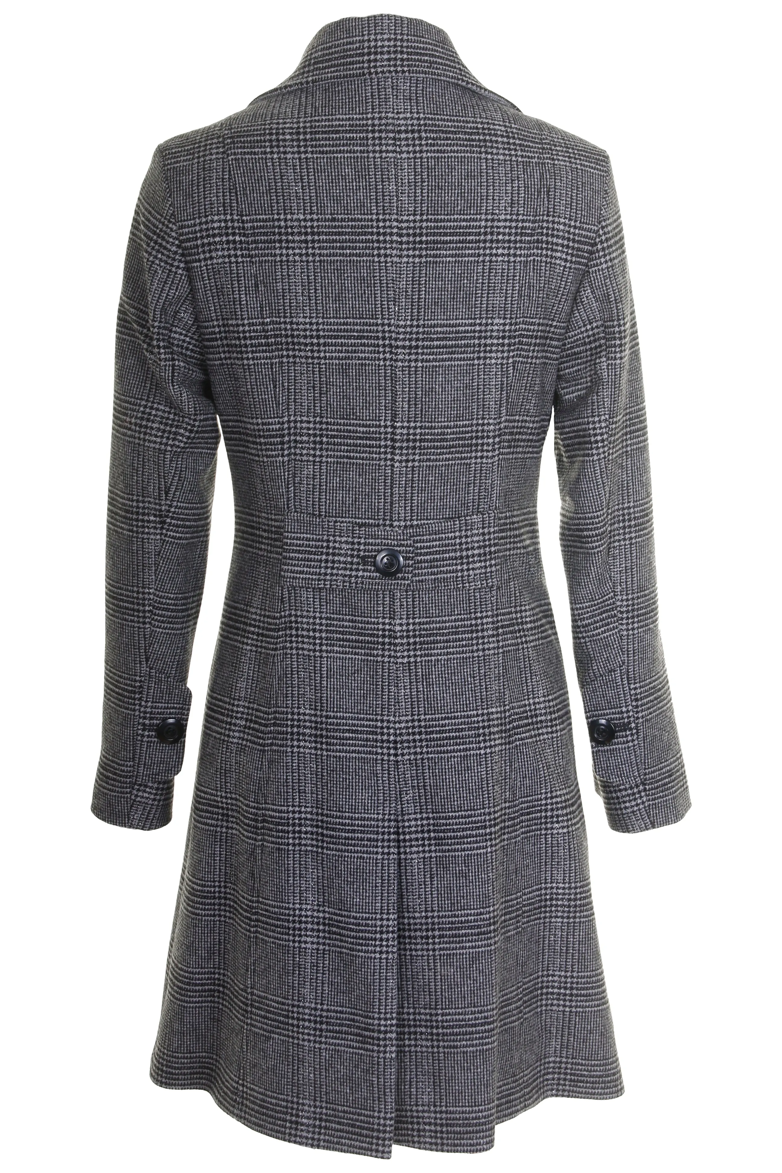 Busy Clothing Womens 3/4 Wool Blend Grey Check Coat