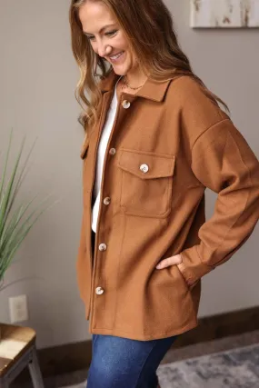 Camel Button with Pockets Coat • 2XL PLUS