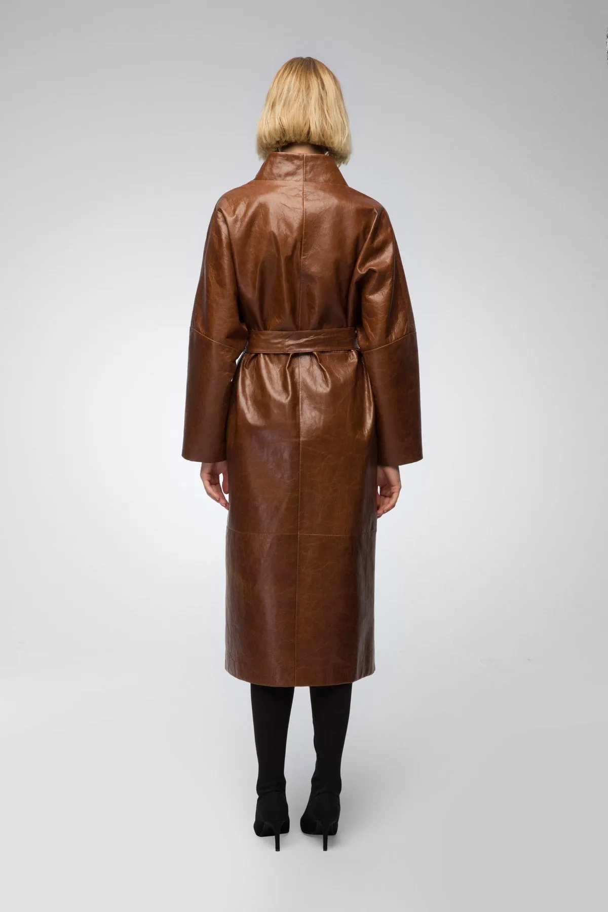 Camelya - Brown Leather Coat