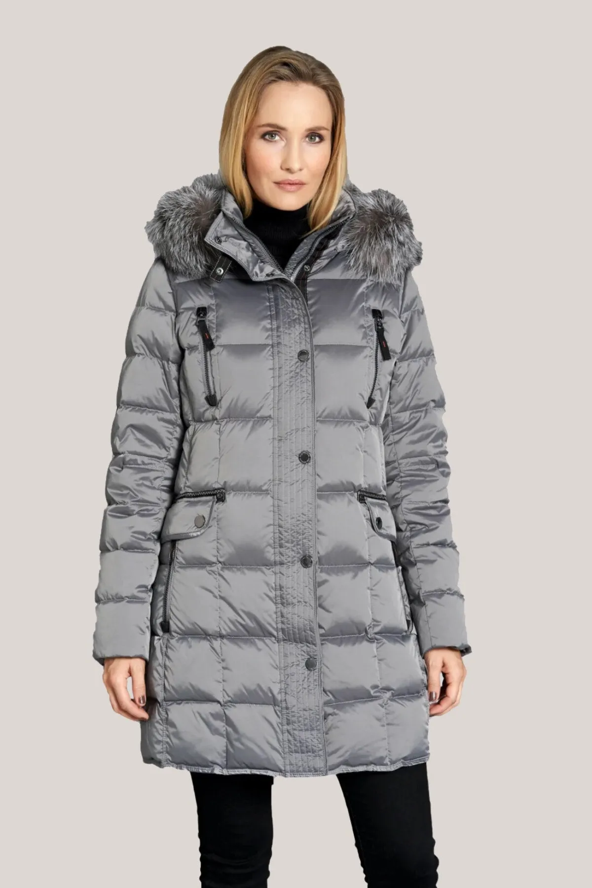 CARYS Down Coat with Detachable Natural Fur Hood 2860