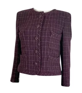 Chanel 02P 2002 Spring Maroon Tweed Jacket FR 42 US 6/8