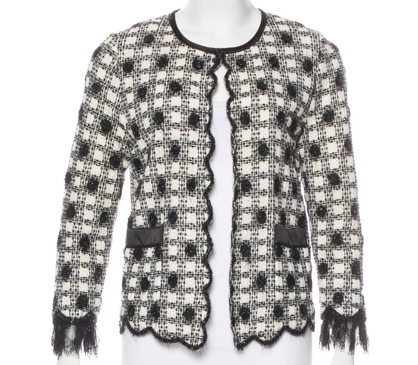 Chanel 06A 2006 Fall scalloped cotton tweed cardigan knit Sweater Jacket FR 34 US 2