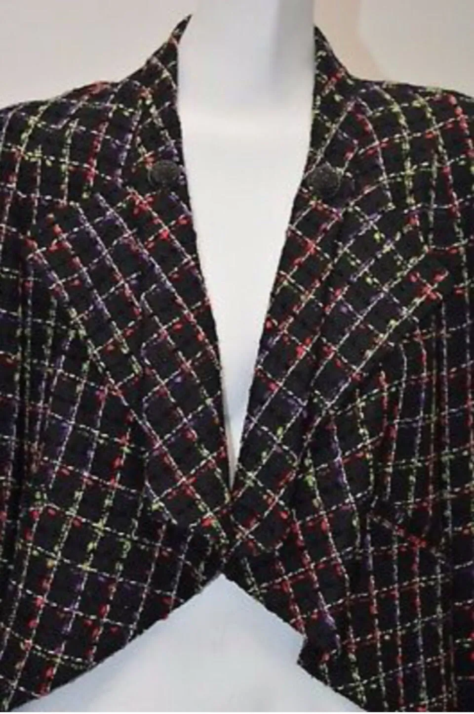 Chanel 11P, 2011 Spring Black Multicolor Tweed Ostrich Feather Trim Blazer Dress Cardigan Jacket FR 38 US 4/6