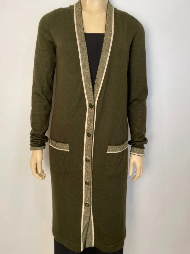 Chanel 2008 Cruise 08C Coco Line Long Cashmere Cardigan cardicoat duster FR 40