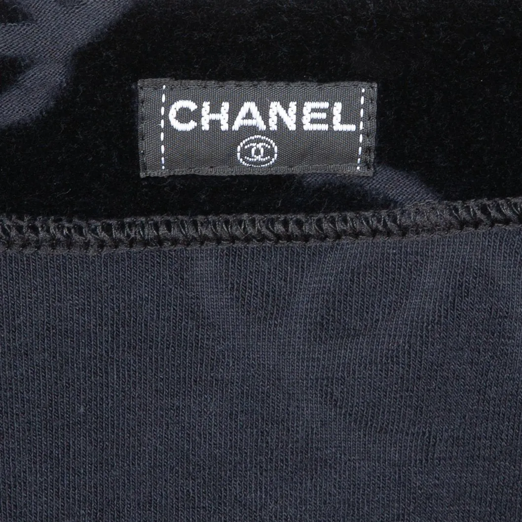 Chanel Black Velour Logo Spring 1996 Runway Jacket