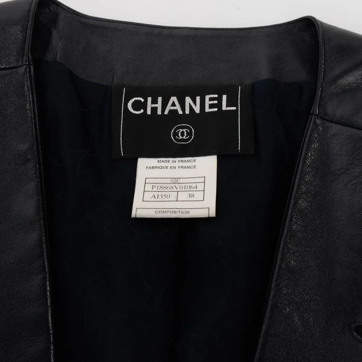 Chanel Dark Navy Lambskin Cropped Jacket FR 38