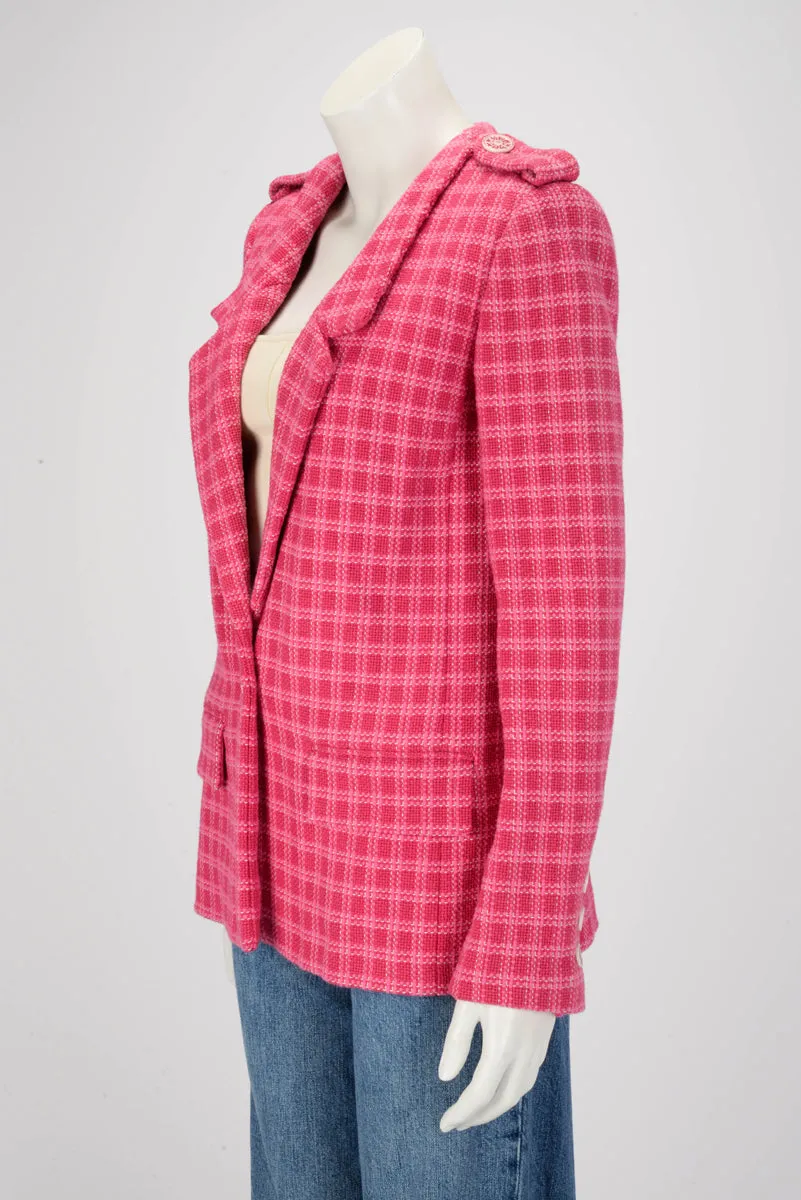 Chanel Fuchsia Check Tweed Oversized Blazer