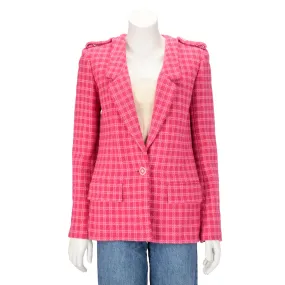 Chanel Fuchsia Check Tweed Oversized Blazer