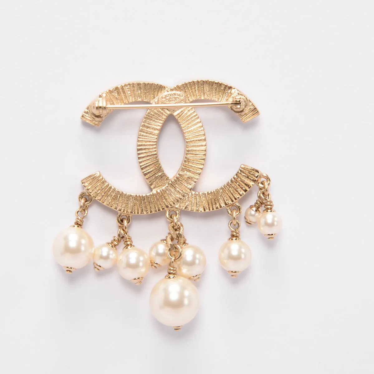 Chanel Light Gold Pearl Detail Brooch