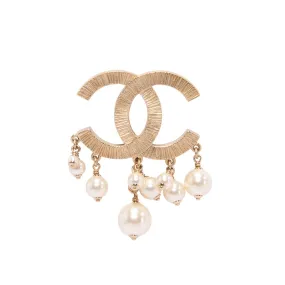 Chanel Light Gold Pearl Detail Brooch