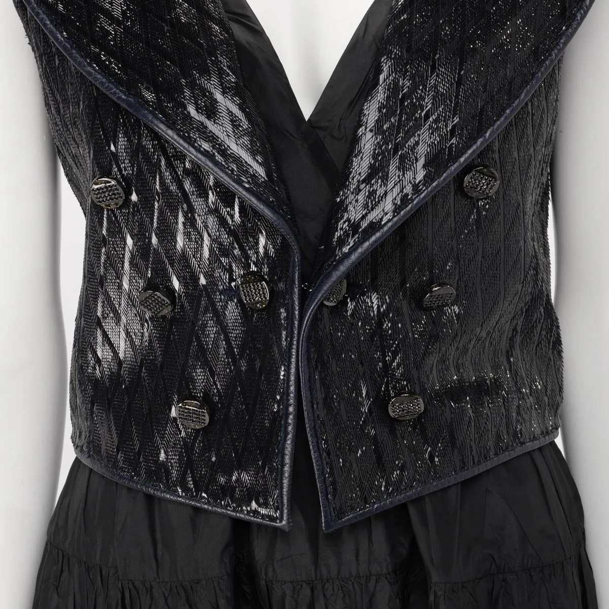 Chanel Navy Lambskin Laser Cut Vest FR 42