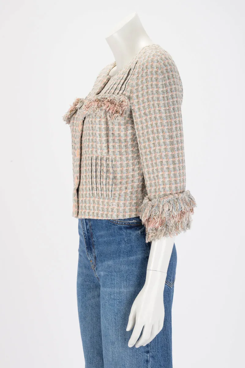 Chanel Pastel Silk Lesage Tweed Cropped Jacket FR 38