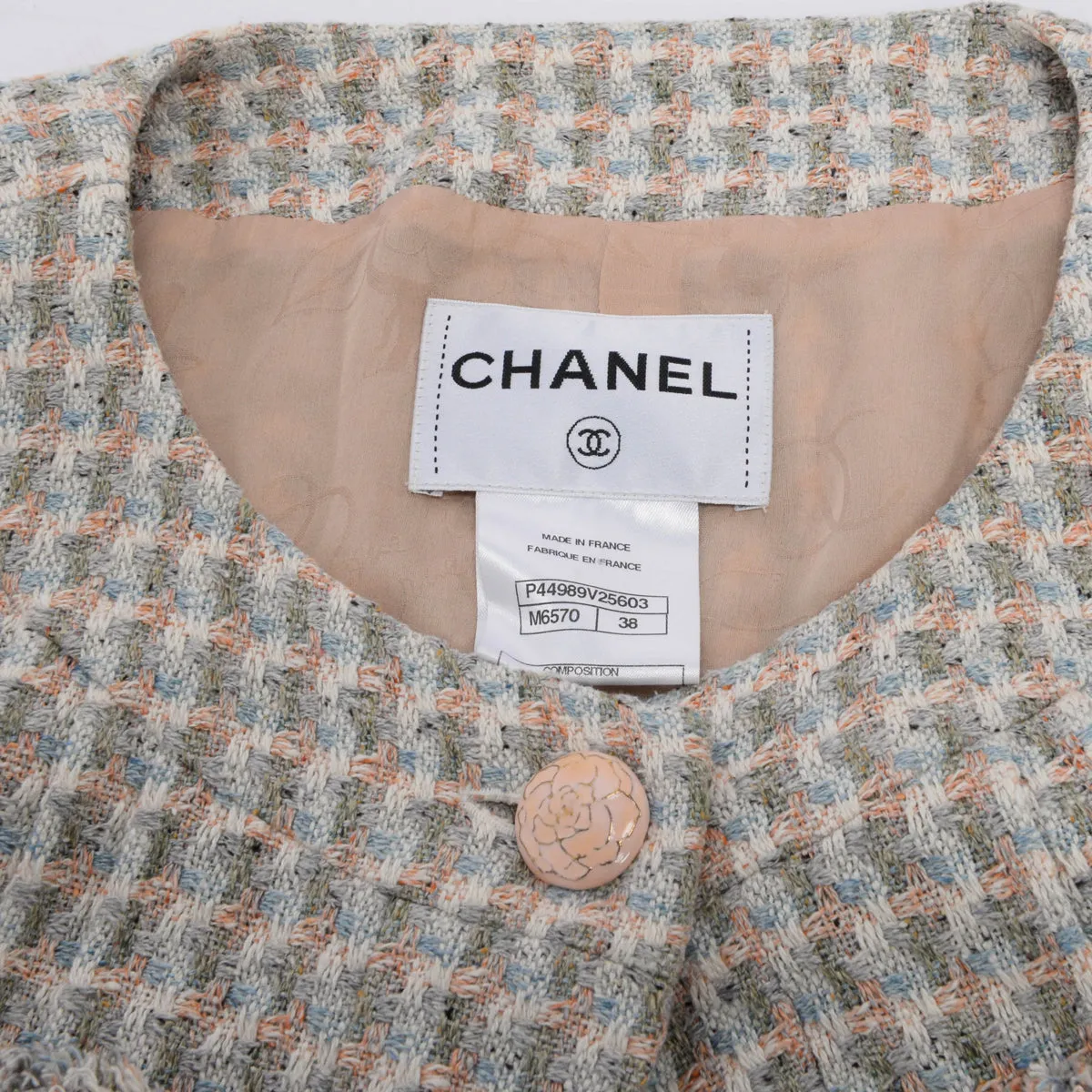 Chanel Pastel Silk Lesage Tweed Cropped Jacket FR 38