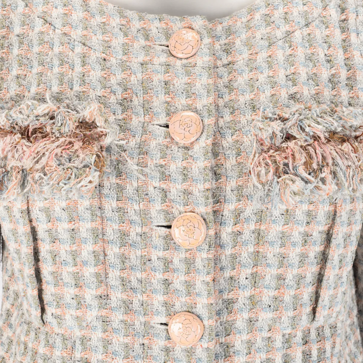 Chanel Pastel Silk Lesage Tweed Cropped Jacket FR 38