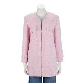 Chanel Pink Fantasy Tweed Collarless Jacket FR 38