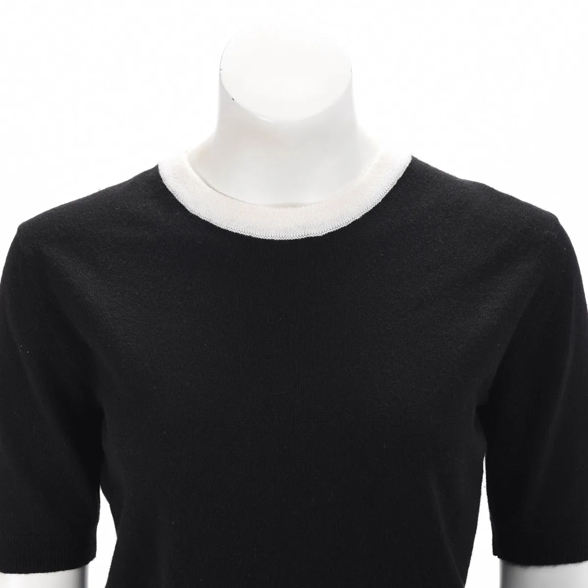 Chanel Vintage Black & White Cashmere Crew Neck Sweater FR 40