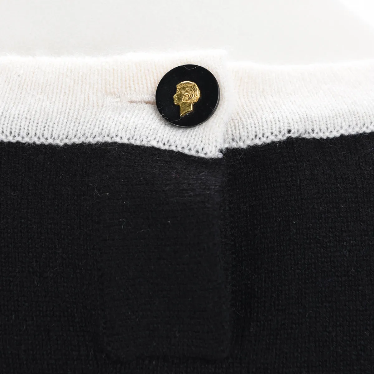 Chanel Vintage Black & White Cashmere Crew Neck Sweater FR 40