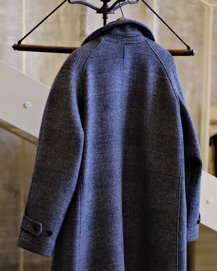 Checked Wool Balmacaan Coat