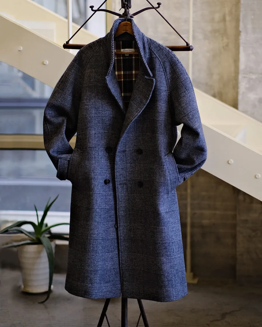 Checked Wool Balmacaan Coat