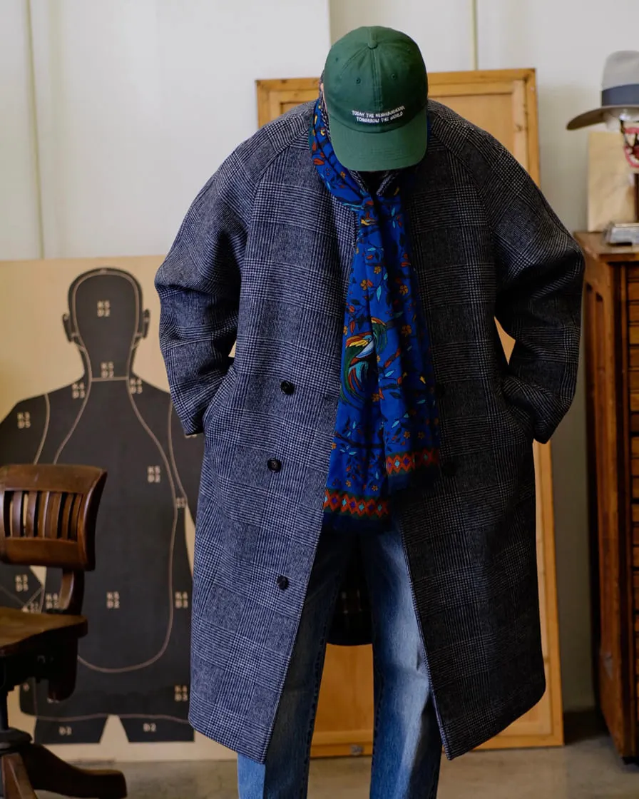 Checked Wool Balmacaan Coat