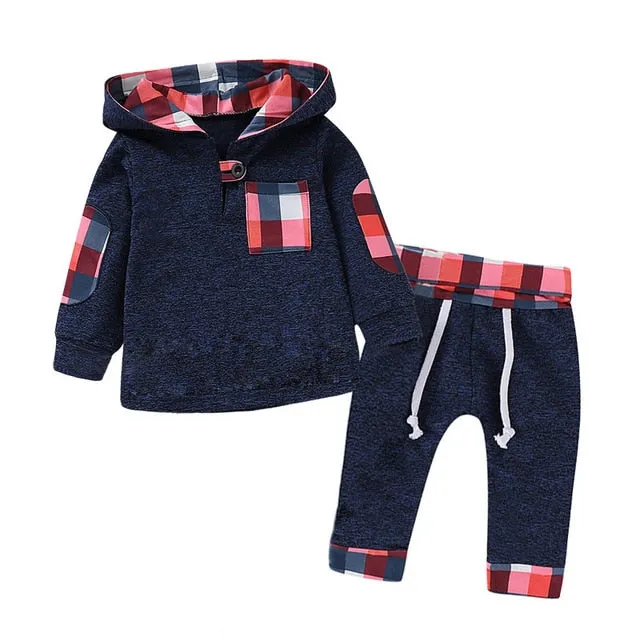 Children Clothing Autumn Winter Baby Boy Clothes Outfit Kids Clothes Tracksuit Suit For Toddler Boys Clothing Sets Buffalo Plaid