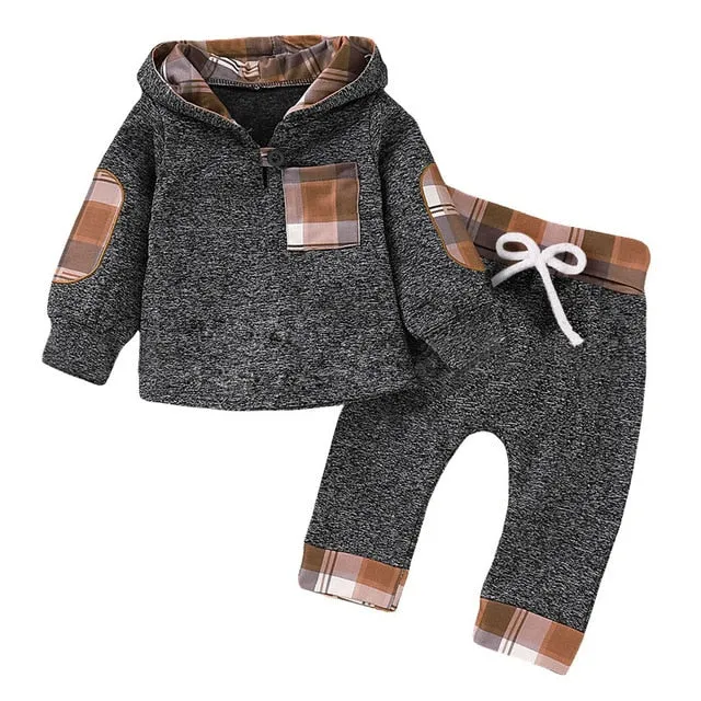 Children Clothing Autumn Winter Baby Boy Clothes Outfit Kids Clothes Tracksuit Suit For Toddler Boys Clothing Sets Buffalo Plaid