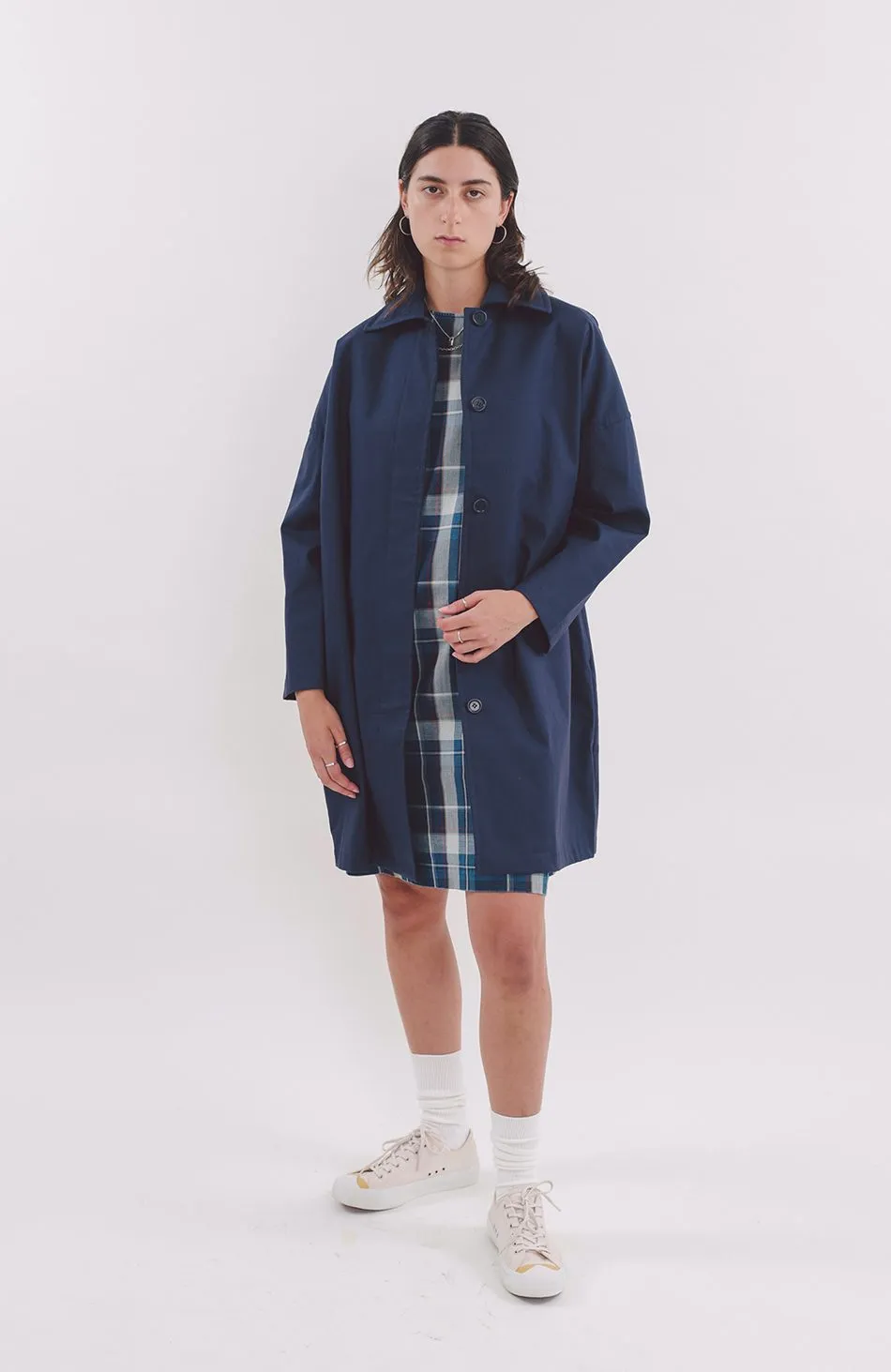 Cocoon Coat - Navy