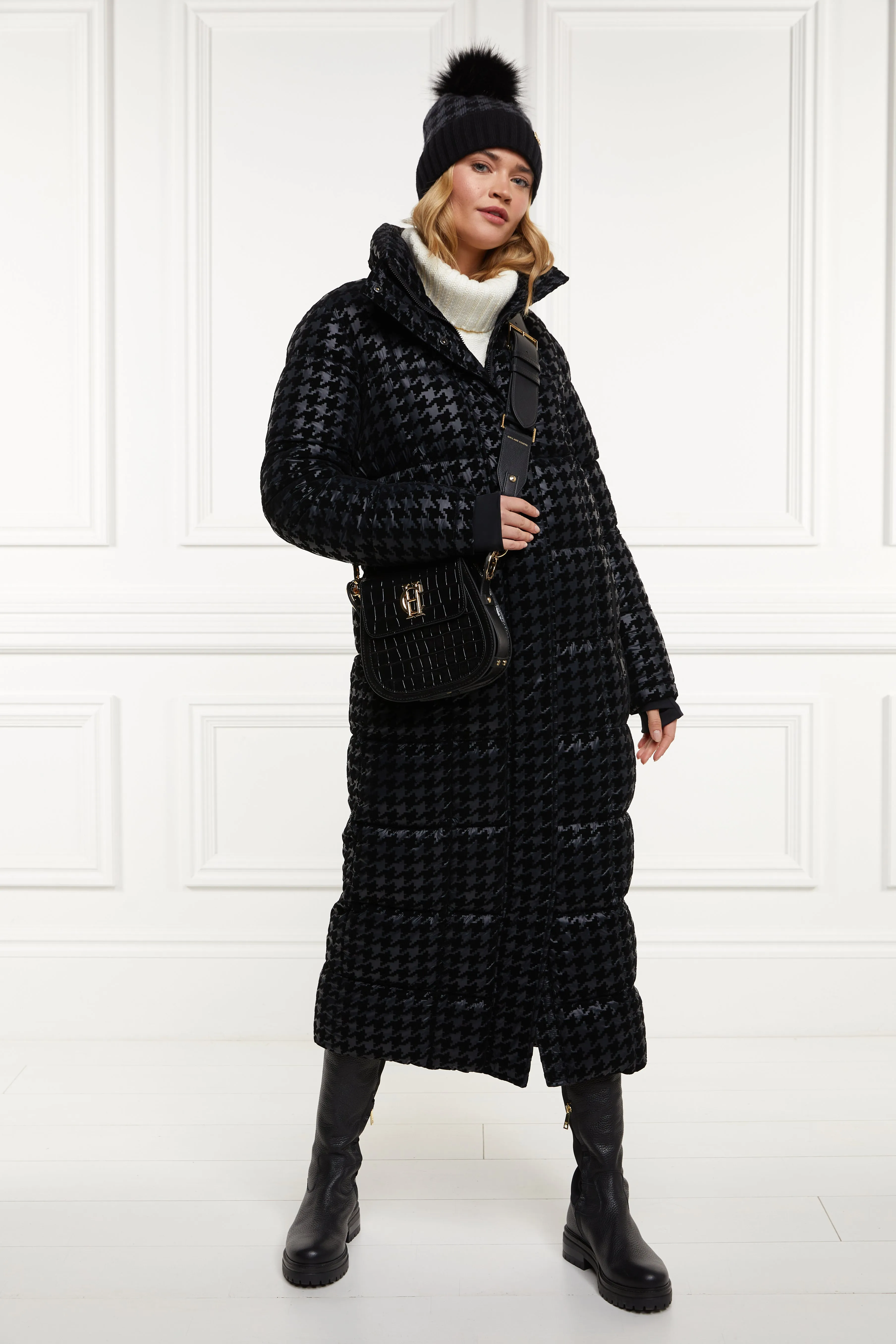 Crawford Longline Coat (Mono Houndstooth)