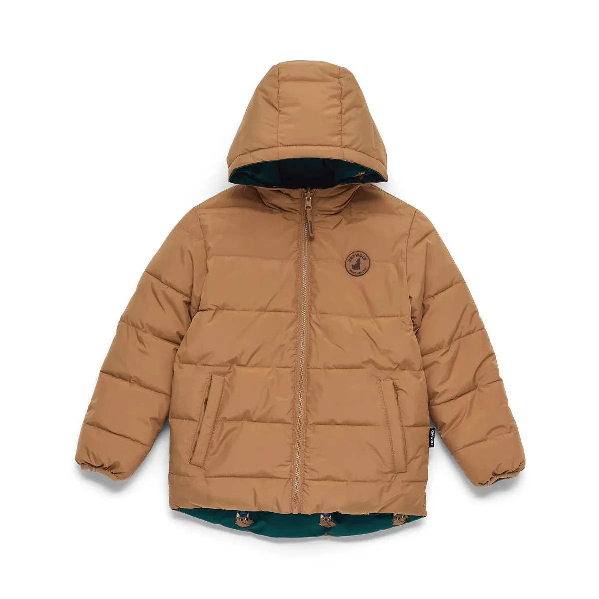 Cry Wolf REVERSIBLE ECO PUFFER Tan Wolf