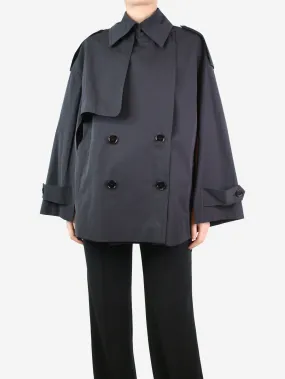 Dark blue double-breasted trench cape jacket - size S