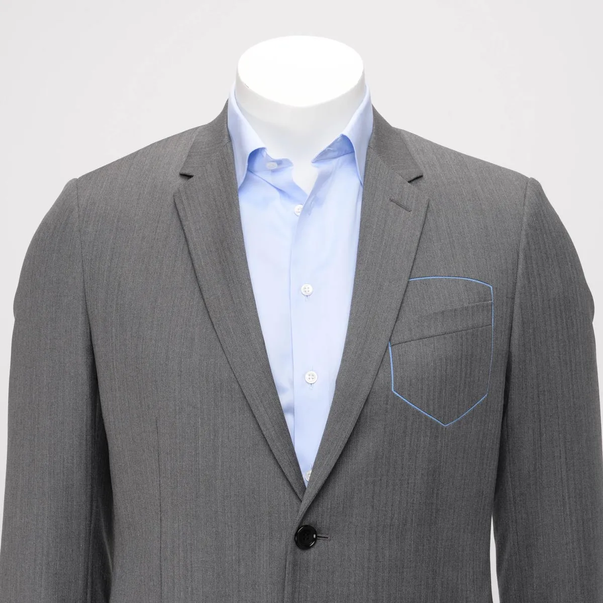 Dior Grey Herringbone Stitched Pocket Jacket 48