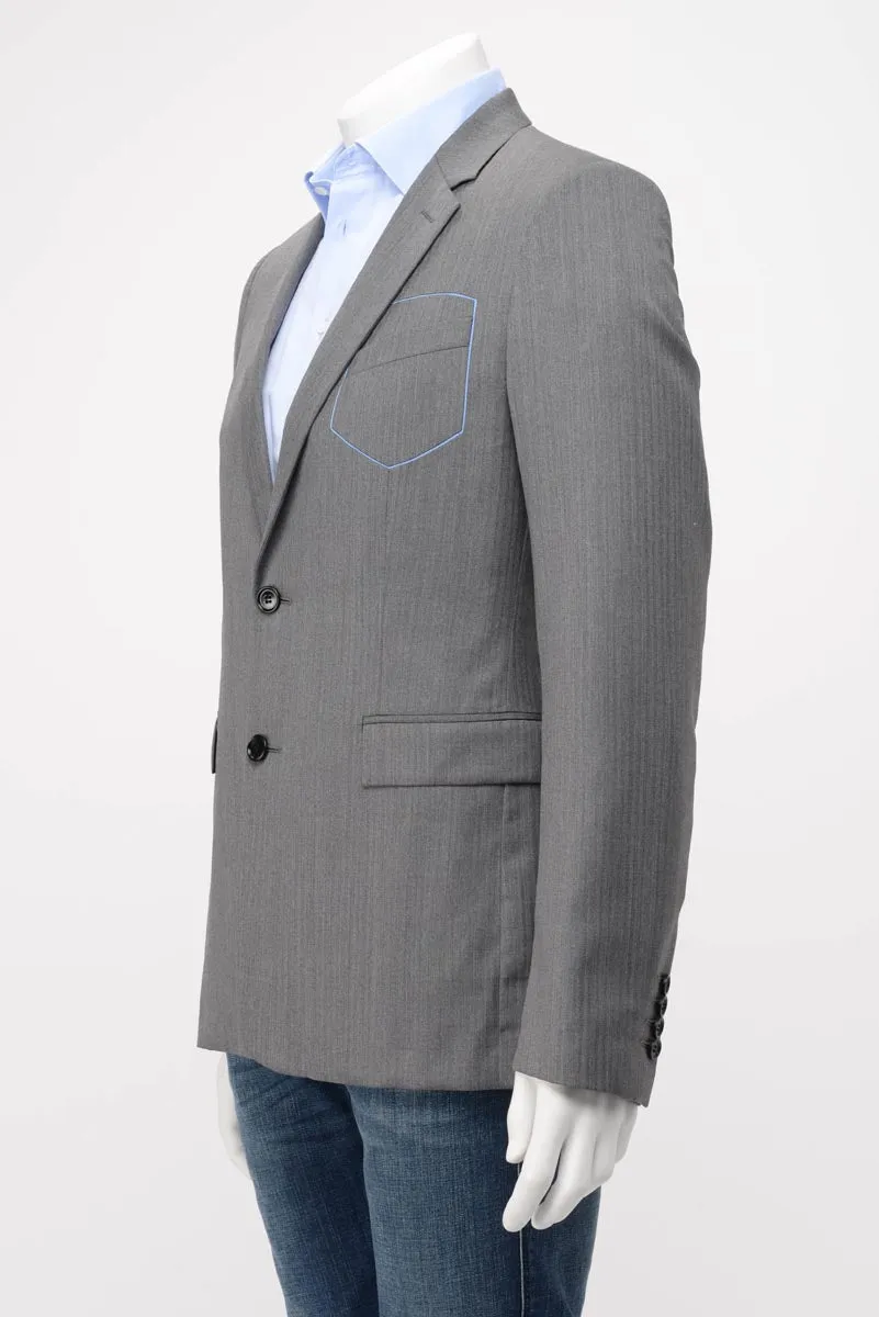 Dior Grey Herringbone Stitched Pocket Jacket 48