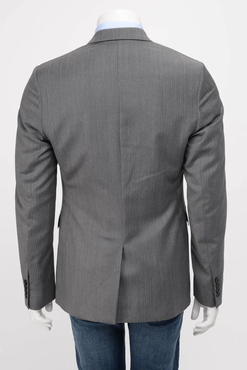 Dior Grey Herringbone Stitched Pocket Jacket 48