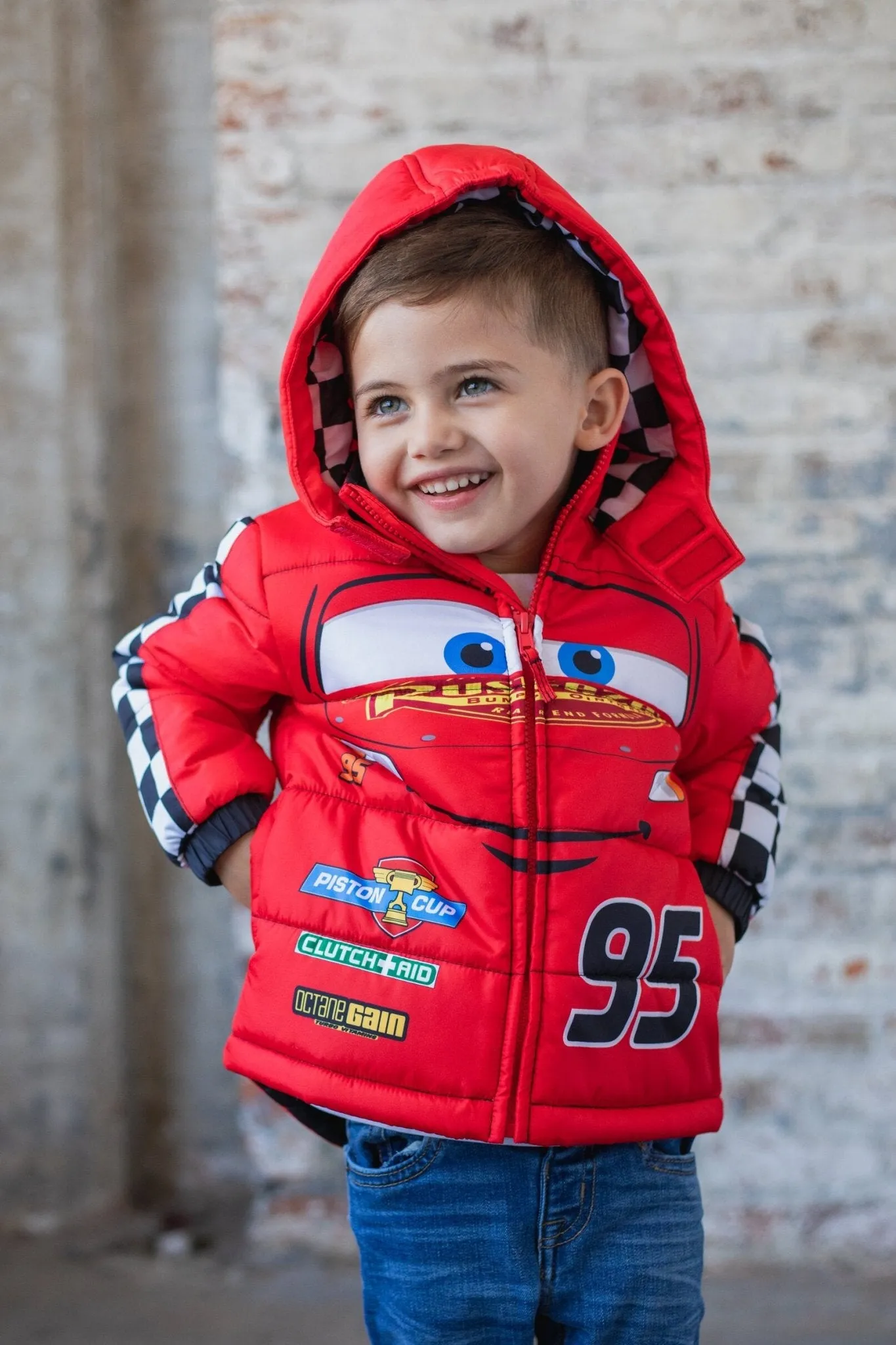 Disney Cars Lightning McQueen Zip Up Winter Coat Puffer Jacket