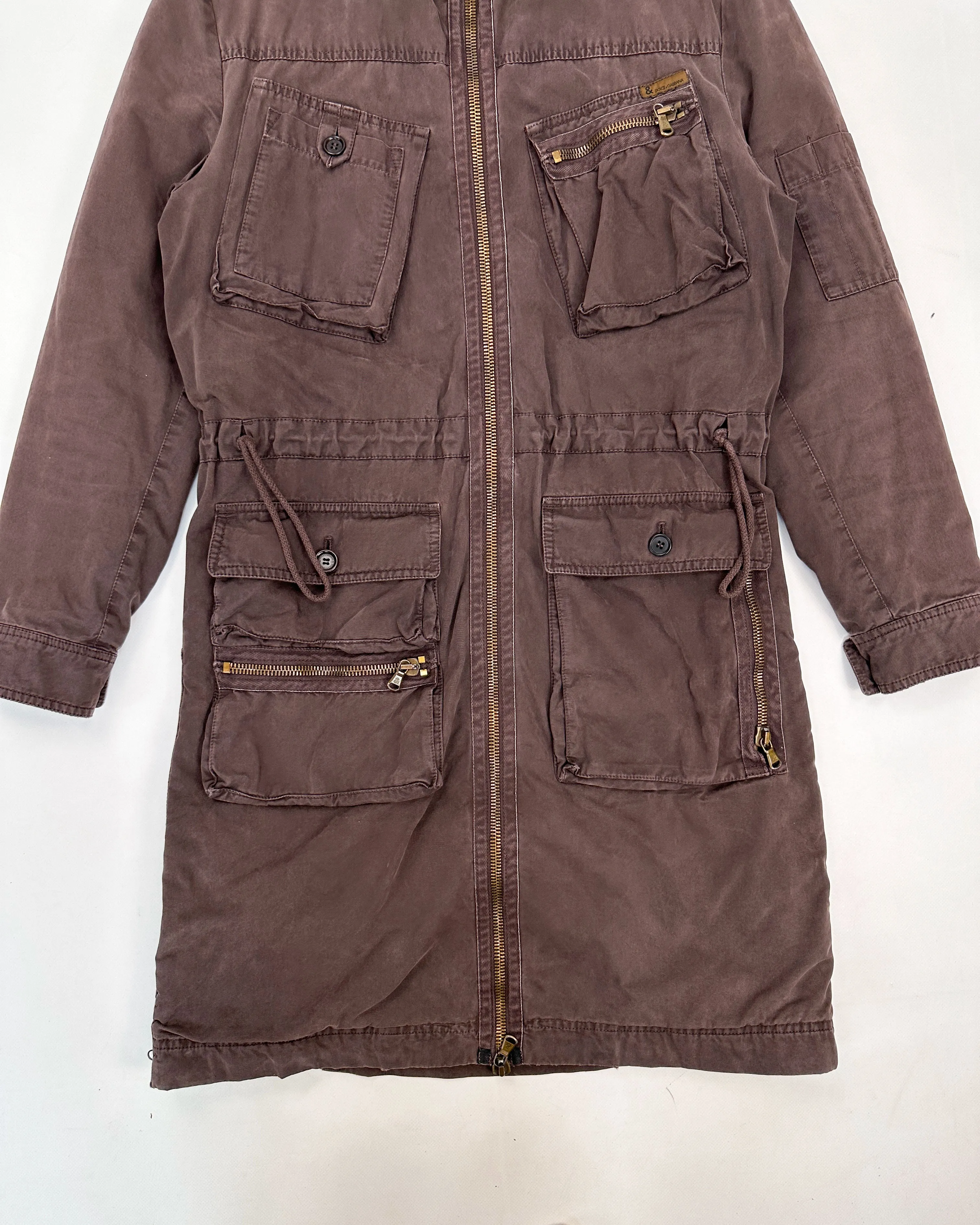 Dolce & Gabbana Chocolate Brown Utility Coat 1990's