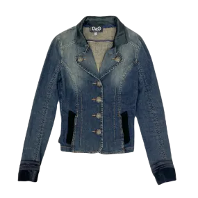 Dolce & Gabbana Denim Velour Collar Jacket 2000's