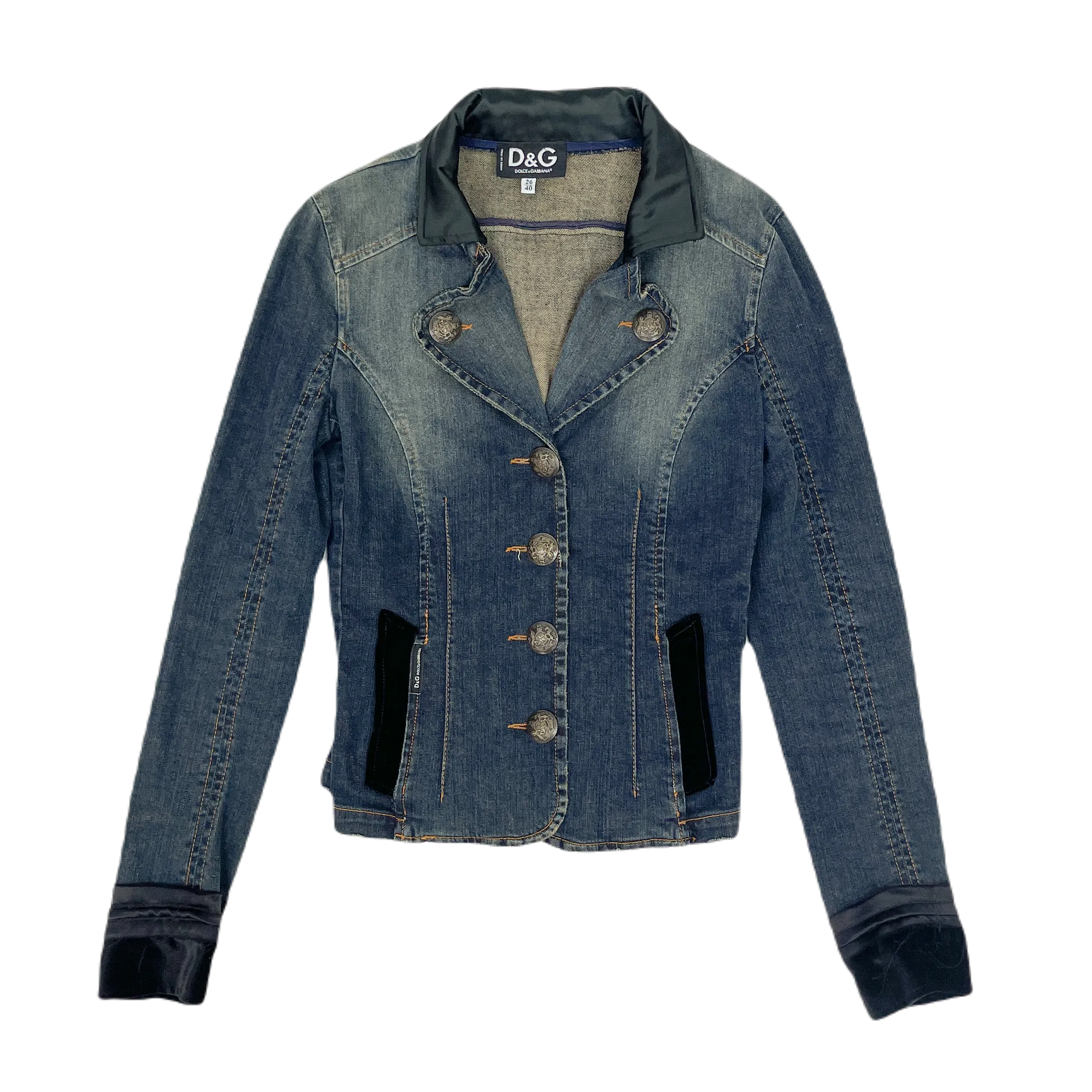 Dolce & Gabbana Denim Velour Collar Jacket 2000's