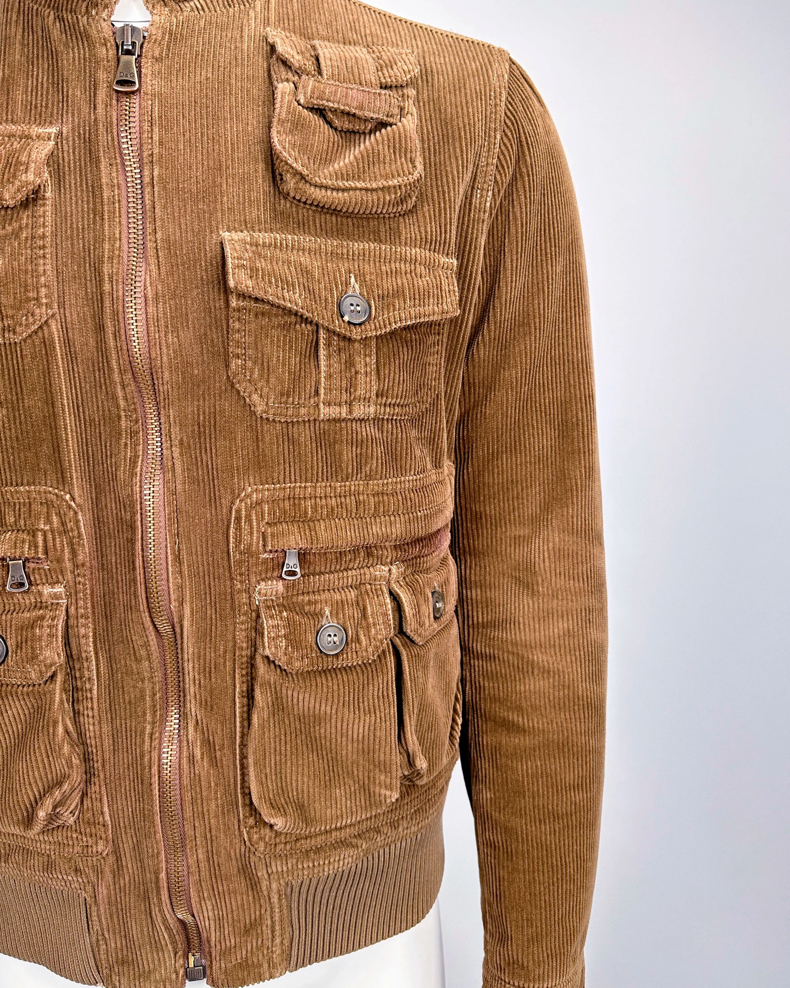 Dolce & Gabbana Multi Pocket Corduroy Brown Jacket 1990's