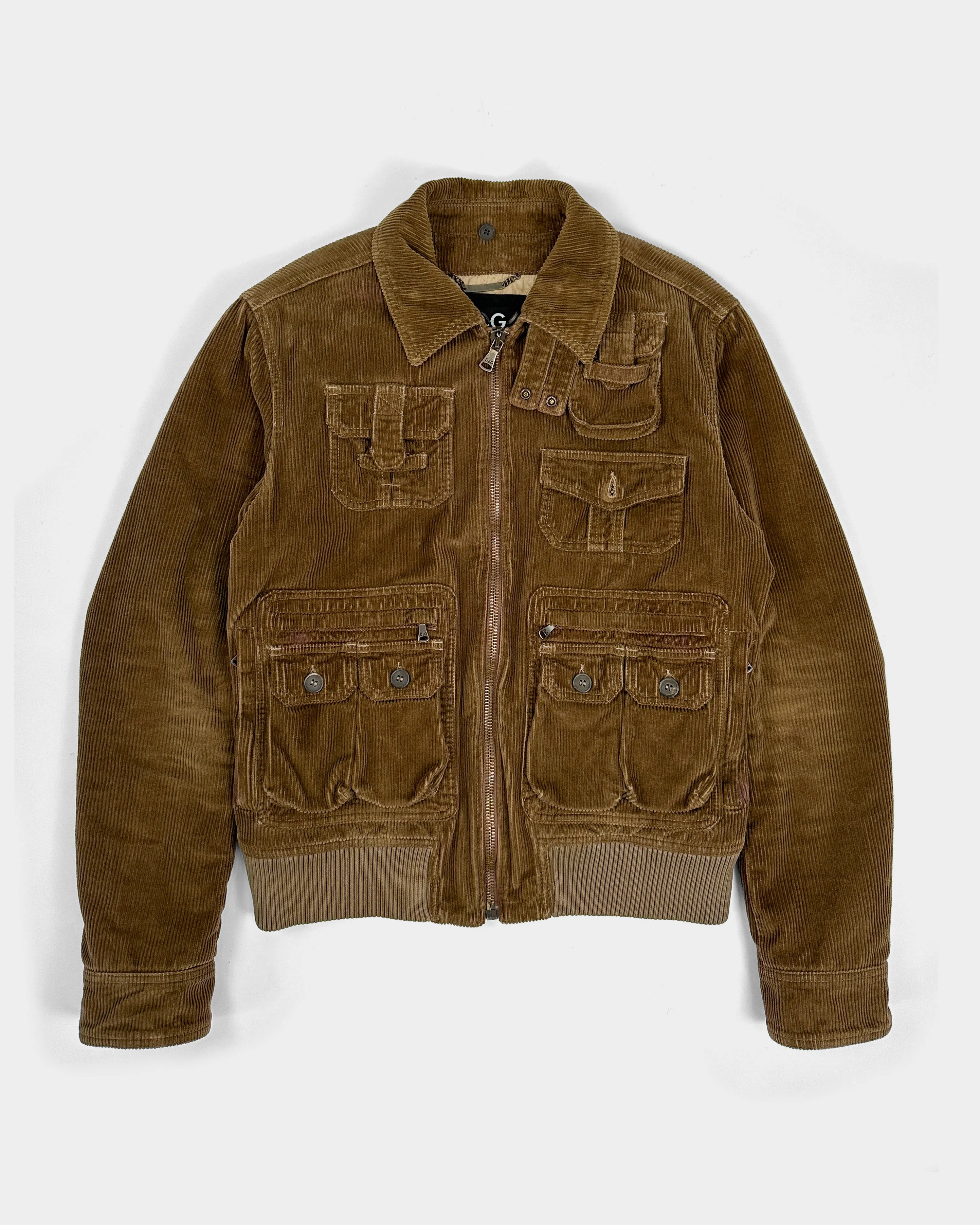 Dolce & Gabbana Multi Pocket Corduroy Brown Jacket 1990's