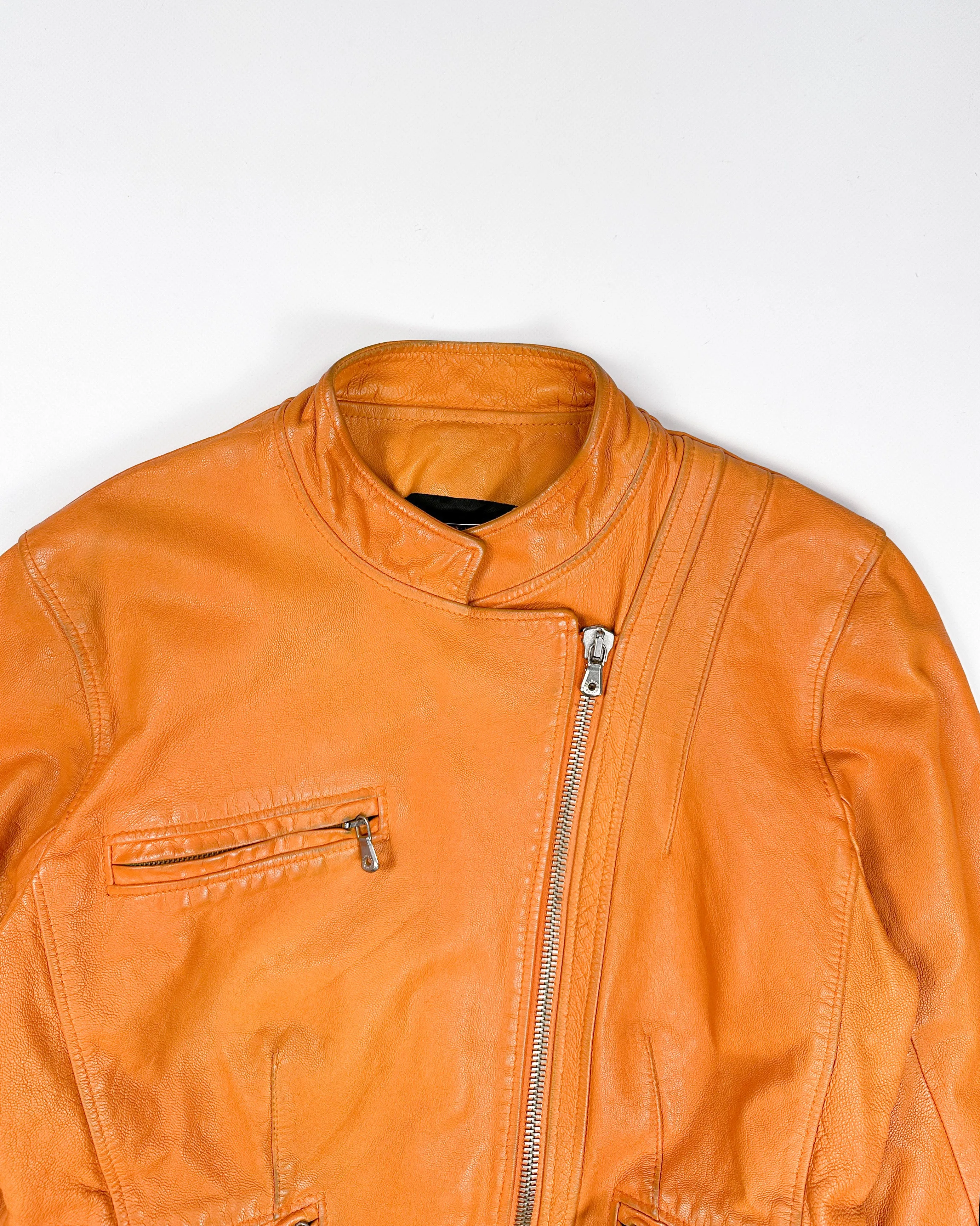 Dolce & Gabbana Orange Leather Jacket 2000's