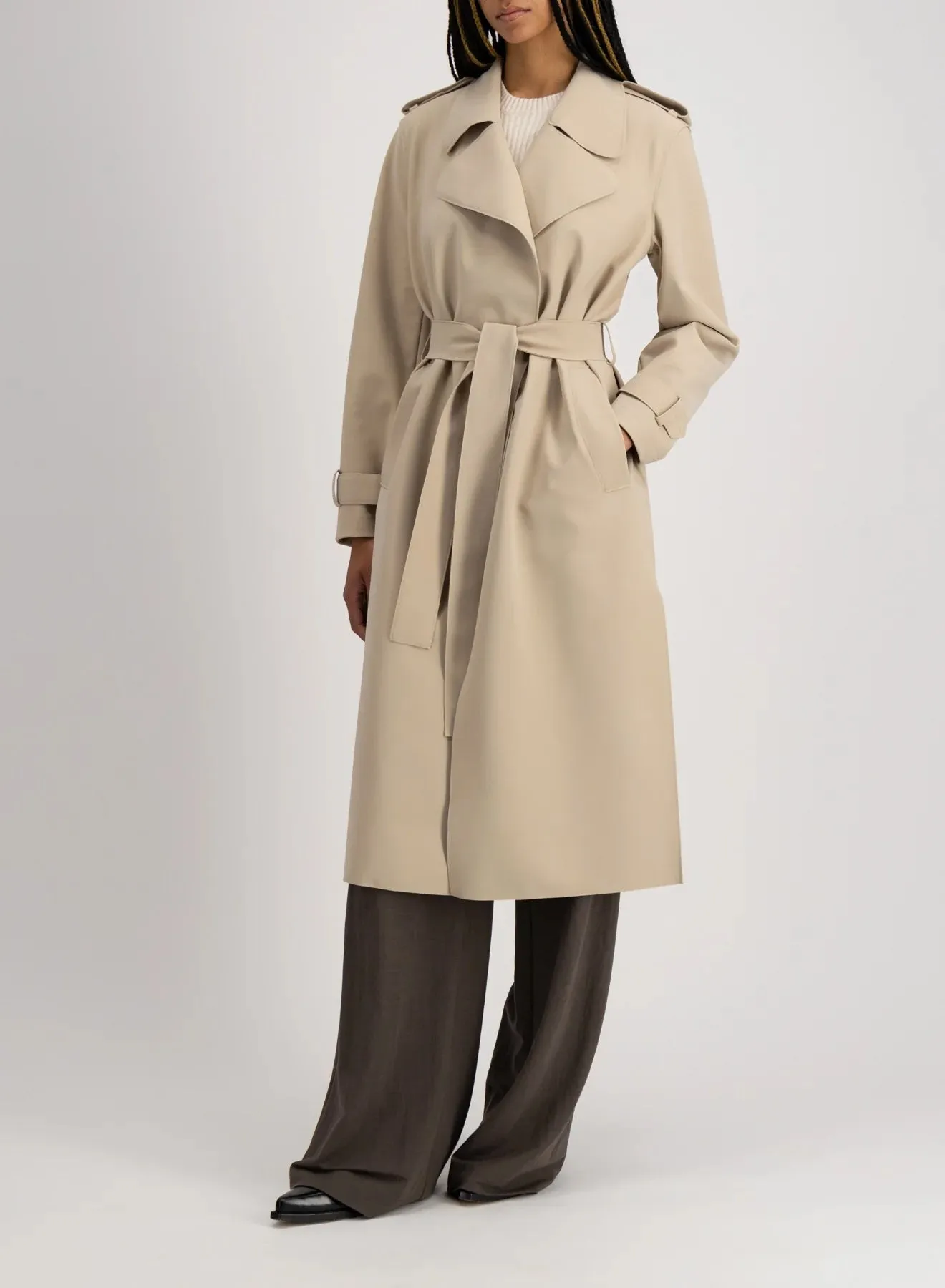 Double Vent Trench Coat Scuba - Sand