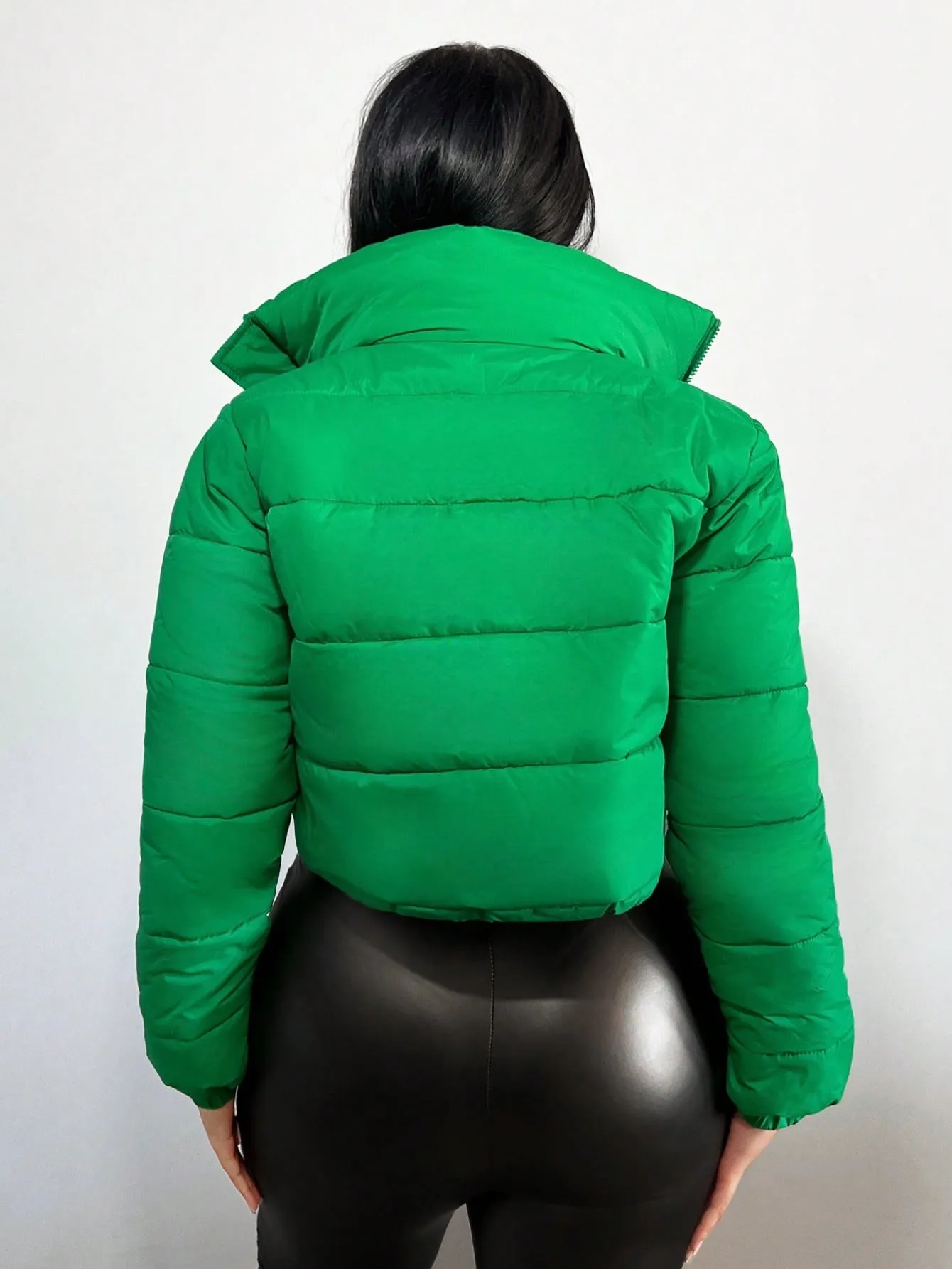 Drawstring Crop Puffer Coat