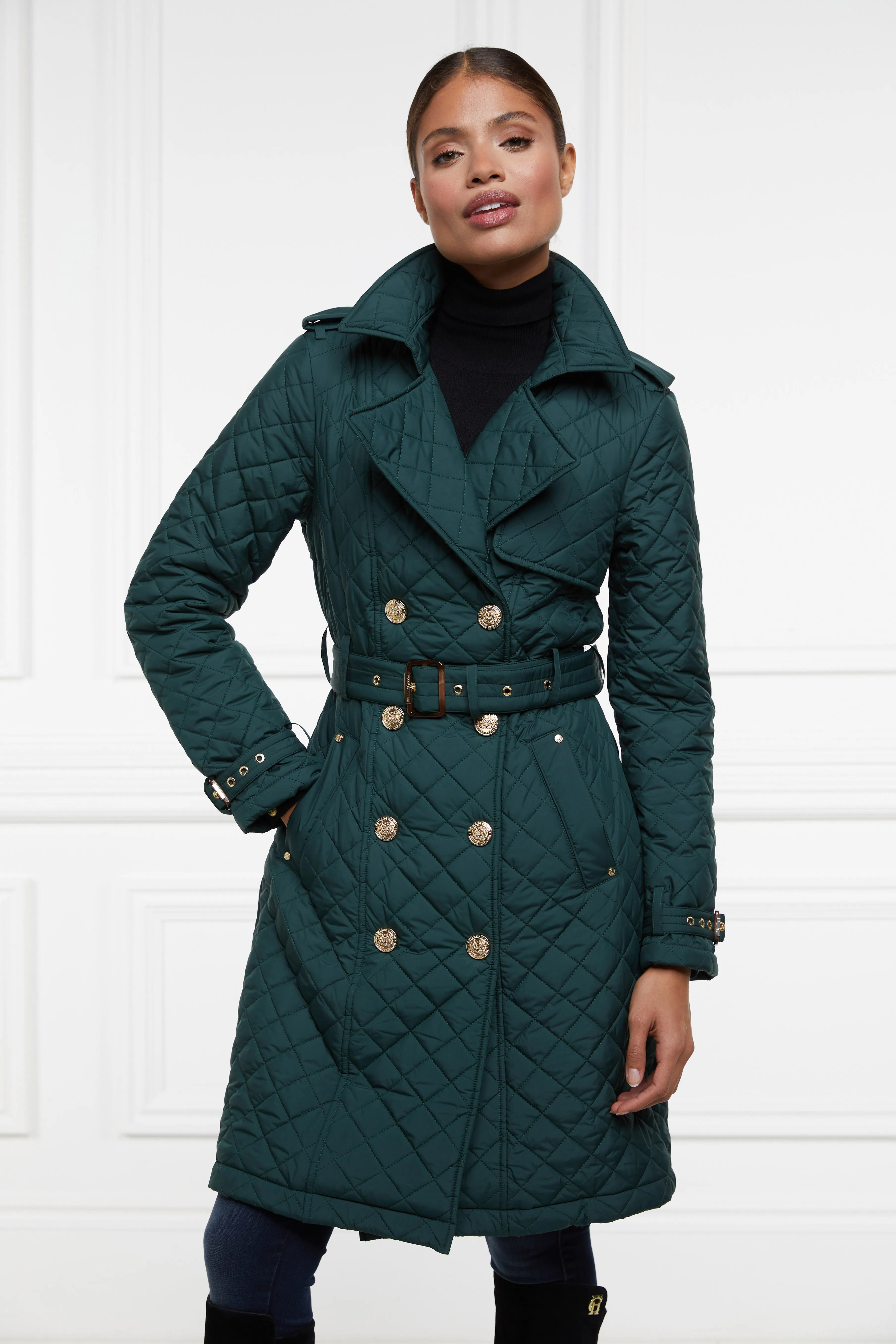 Enstone Quilted Trench Coat (Emerald)