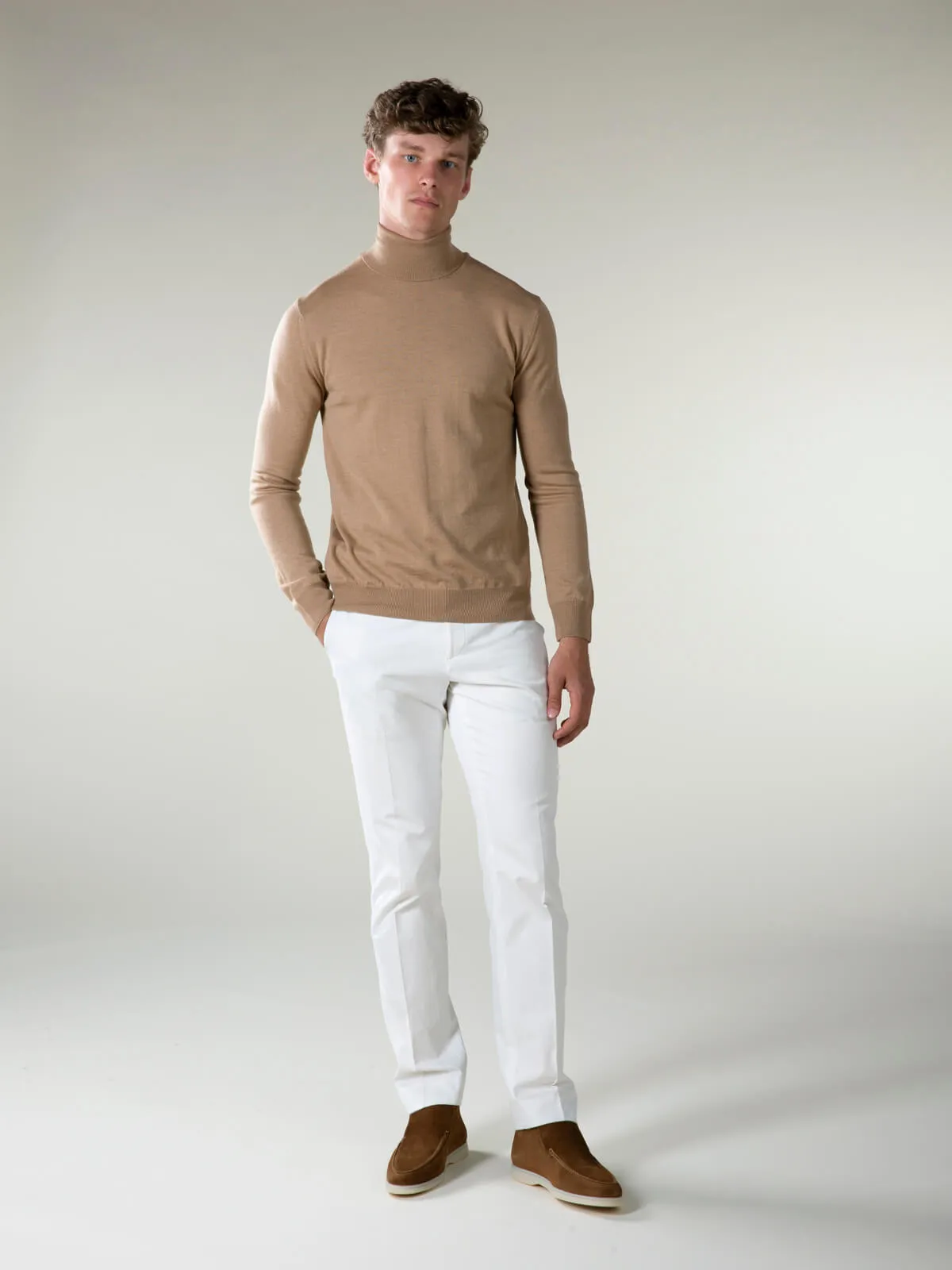 Extrafine Merino Rollneck Beige