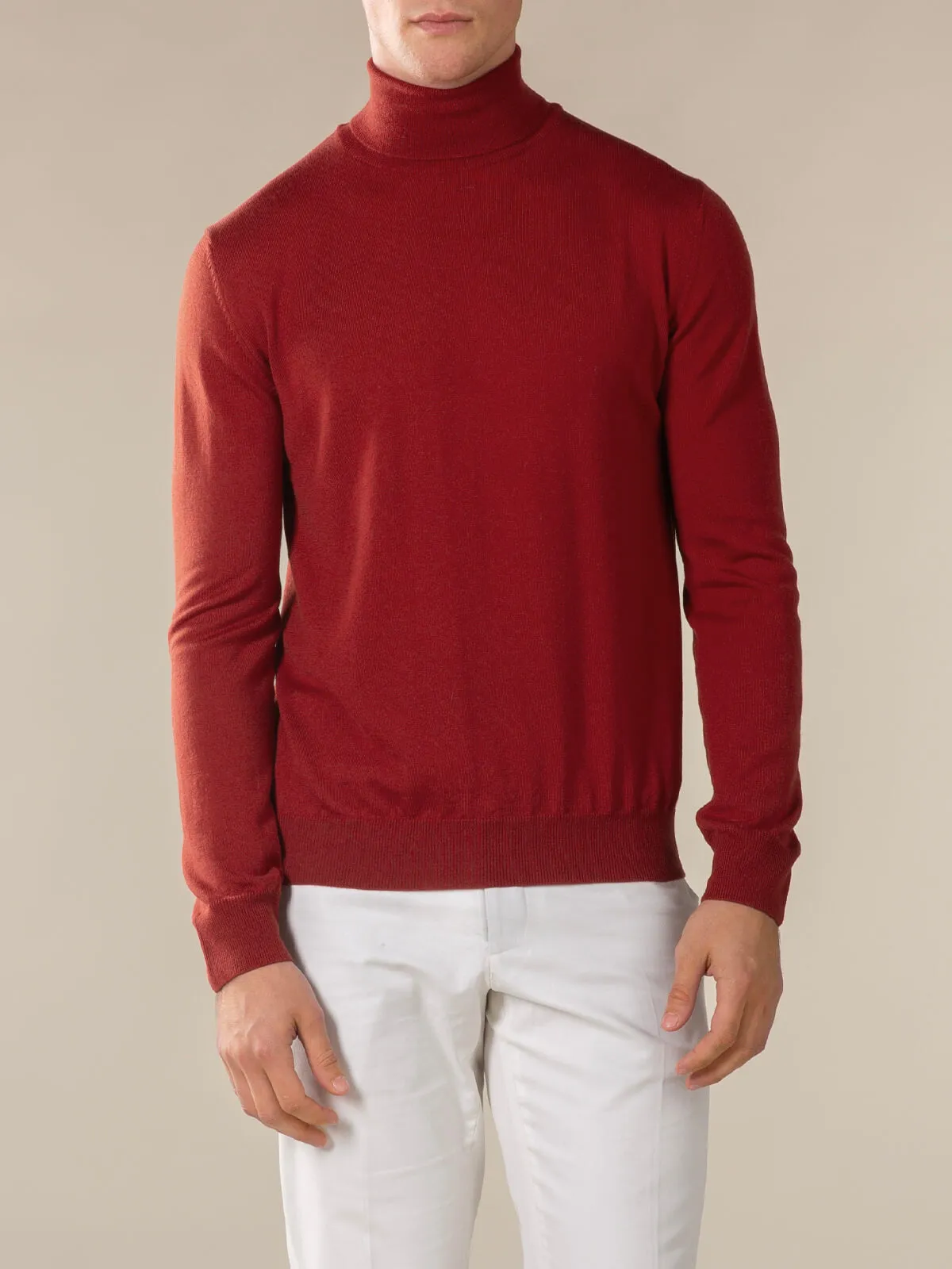 Extrafine Merino Rollneck Burnt Sienna