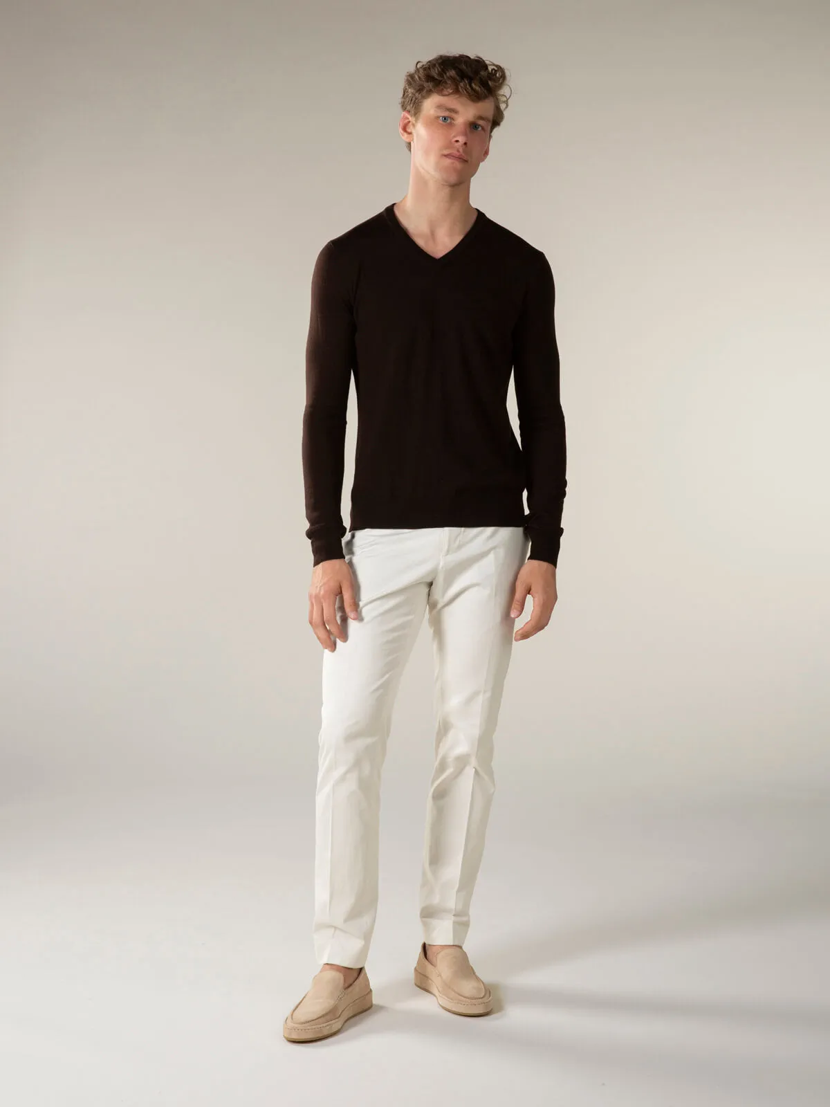 Extrafine Merino V-Neck Brown