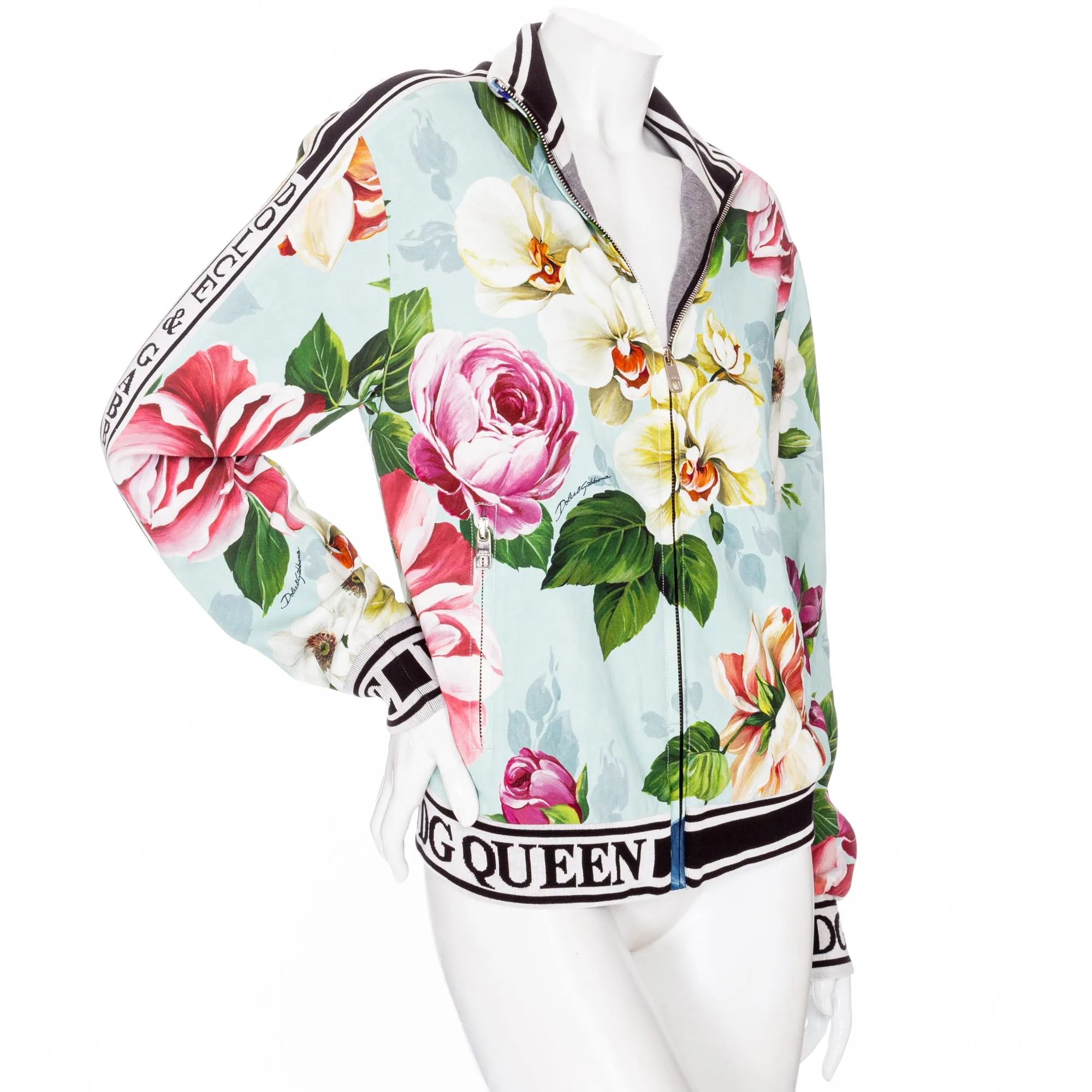 Floral Print Logo Bomber Jacket