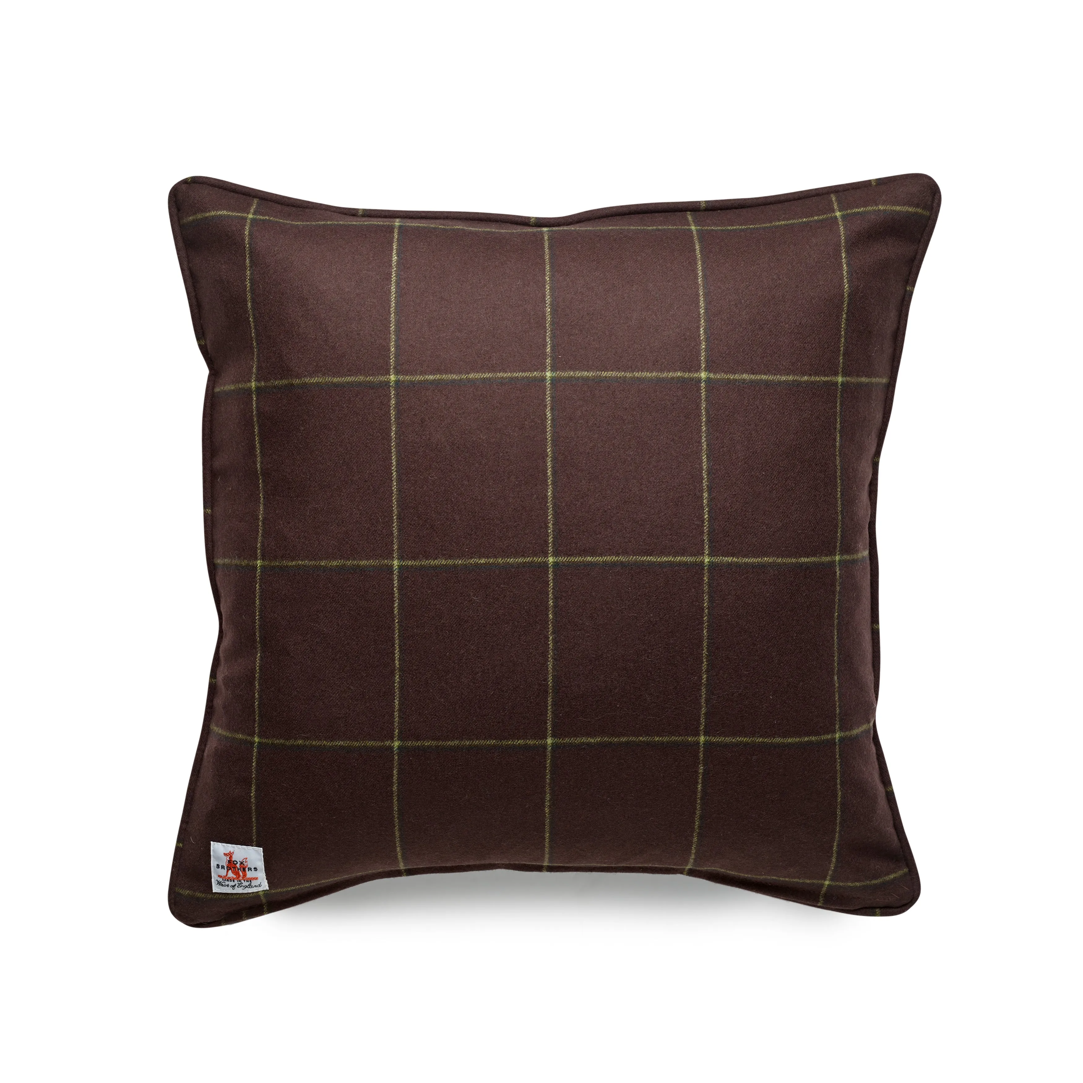 Fox Flannel Alexander Windowpane Cushion in Chocolate