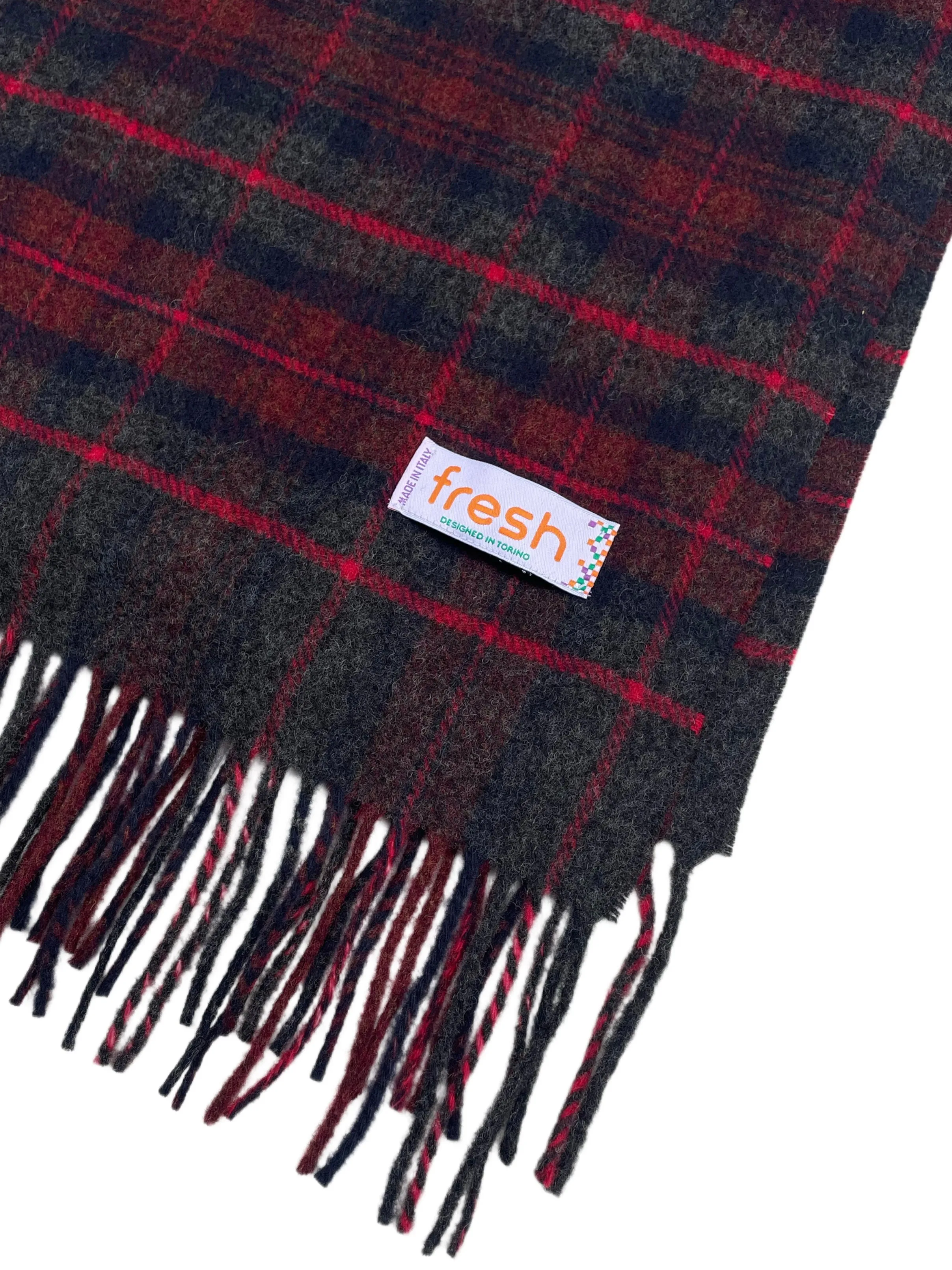 FRESH Red Tartan Wool Scarf